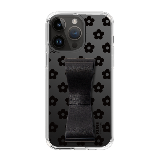 Slim Protection Case - STAND & RING RIBBON Black［ Rune Naito - RUNE Flower - Black ］