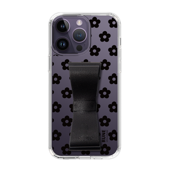 Slim Protection Case - STAND & RING RIBBON Black［ Rune Naito - RUNE Flower - Black ］