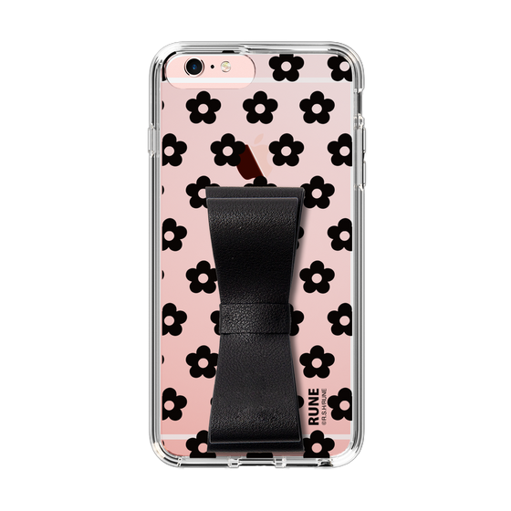 Slim Protection Case - STAND & RING RIBBON Black［ Rune Naito - RUNE Flower - Black ］