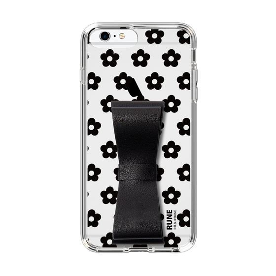Slim Protection Case - STAND & RING RIBBON Black［ Rune Naito - RUNE Flower - Black ］