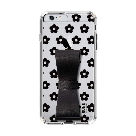 Slim Protection Case - STAND & RING RIBBON Black［ Rune Naito - RUNE Flower - Black ］