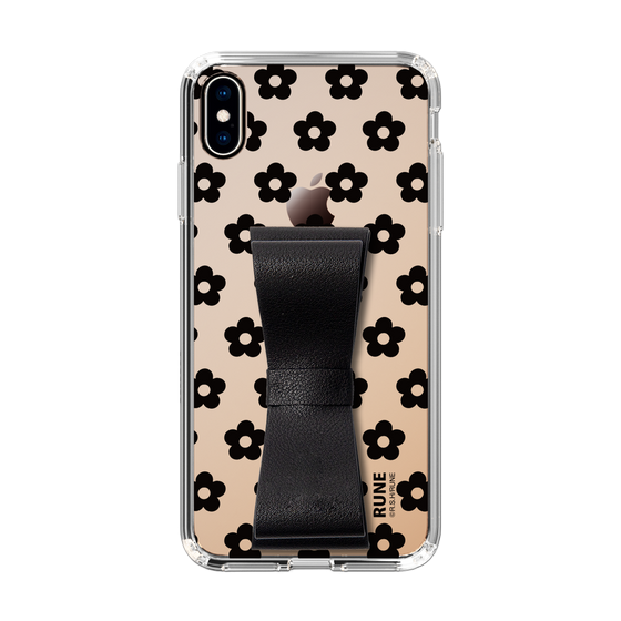 Slim Protection Case - STAND & RING RIBBON Black［ Rune Naito - RUNE Flower - Black ］