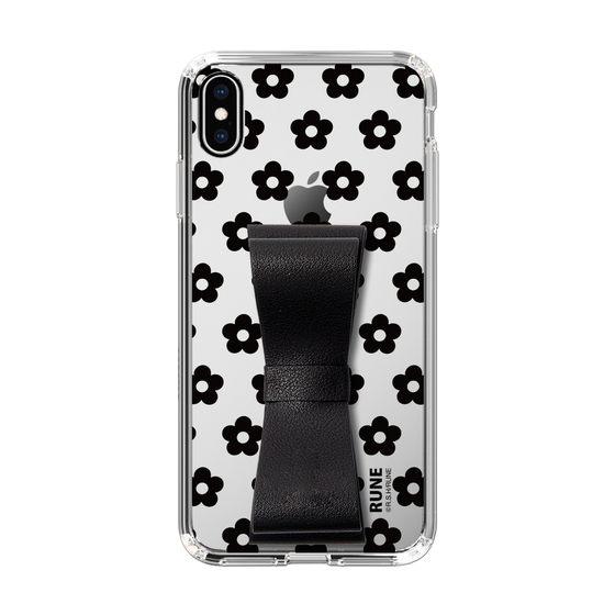 Slim Protection Case - STAND & RING RIBBON Black［ Rune Naito - RUNE Flower - Black ］