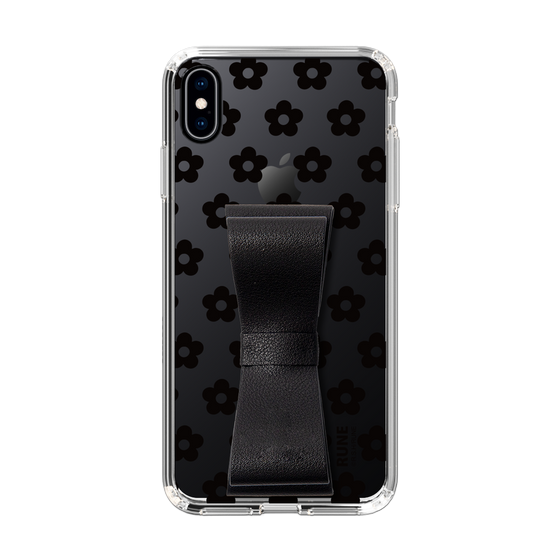 Slim Protection Case - STAND & RING RIBBON Black［ Rune Naito - RUNE Flower - Black ］