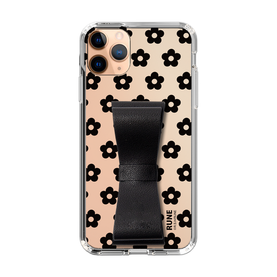 Slim Protection Case - STAND & RING RIBBON Black［ Rune Naito - RUNE Flower - Black ］