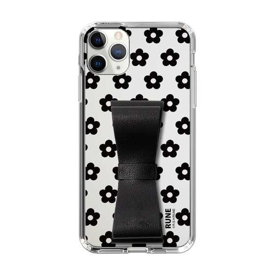 Slim Protection Case - STAND & RING RIBBON Black［ Rune Naito - RUNE Flower - Black ］