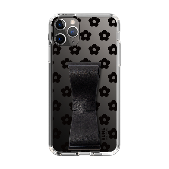 Slim Protection Case - STAND & RING RIBBON Black［ Rune Naito - RUNE Flower - Black ］