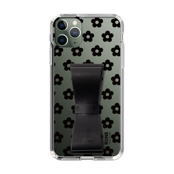 Slim Protection Case - STAND & RING RIBBON Black［ Rune Naito - RUNE Flower - Black ］
