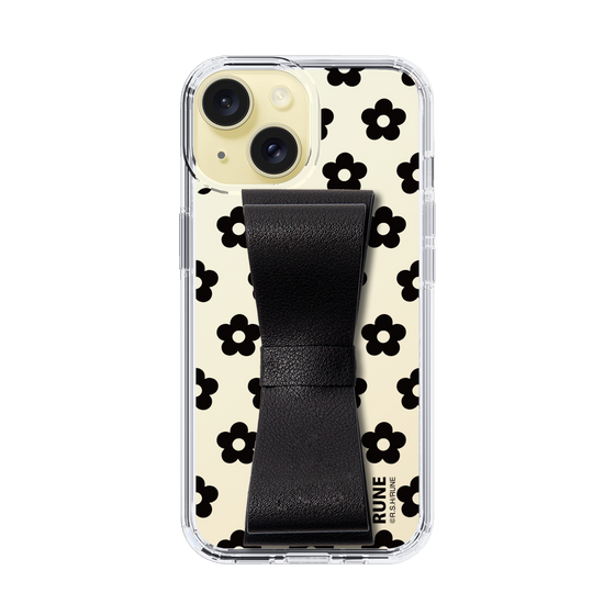 Slim Protection Case - STAND & RING RIBBON Black［ Rune Naito - RUNE Flower - Black ］