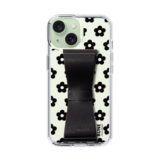 Slim Protection Case - STAND & RING RIBBON Black［ Rune Naito - RUNE Flower - Black ］