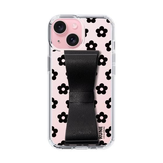 Slim Protection Case - STAND & RING RIBBON Black［ Rune Naito - RUNE Flower - Black ］