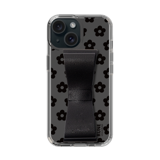 Slim Protection Case - STAND & RING RIBBON Black［ Rune Naito - RUNE Flower - Black ］