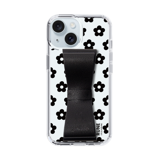 Slim Protection Case - STAND & RING RIBBON Black［ Rune Naito - RUNE Flower - Black ］