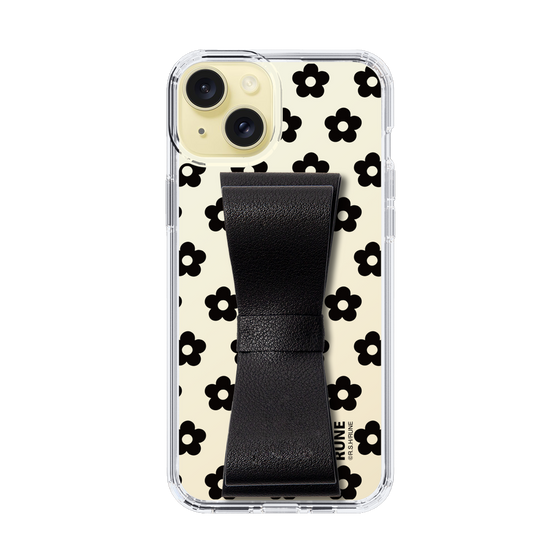 Slim Protection Case - STAND & RING RIBBON Black［ Rune Naito - RUNE Flower - Black ］