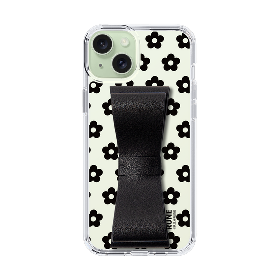 Slim Protection Case - STAND & RING RIBBON Black［ Rune Naito - RUNE Flower - Black ］