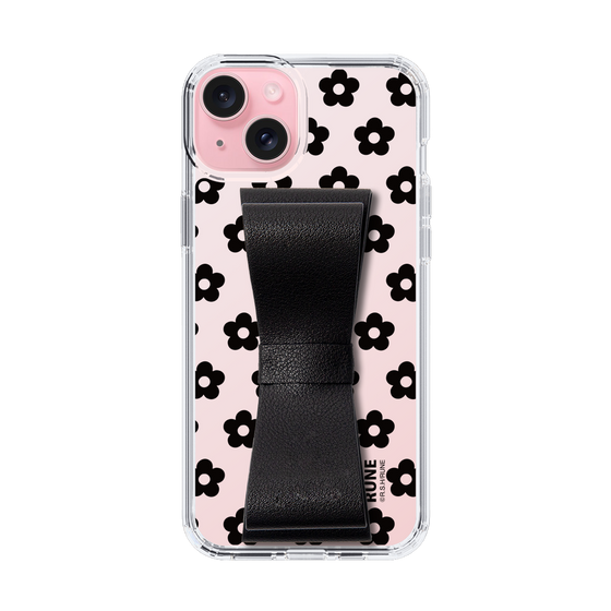 Slim Protection Case - STAND & RING RIBBON Black［ Rune Naito - RUNE Flower - Black ］