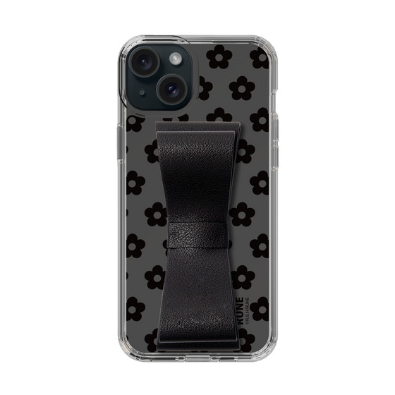 Slim Protection Case - STAND & RING RIBBON Black［ Rune Naito - RUNE Flower - Black ］