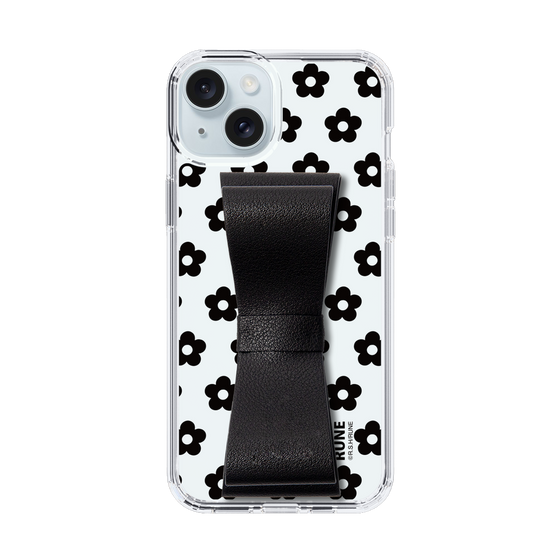 Slim Protection Case - STAND & RING RIBBON Black［ Rune Naito - RUNE Flower - Black ］