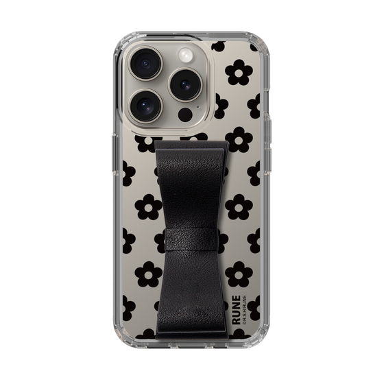 Slim Protection Case - STAND & RING RIBBON Black［ Rune Naito - RUNE Flower - Black ］