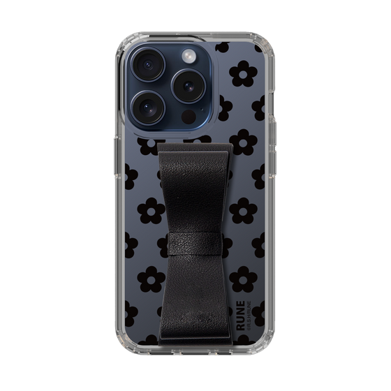 Slim Protection Case - STAND & RING RIBBON Black［ Rune Naito - RUNE Flower - Black ］