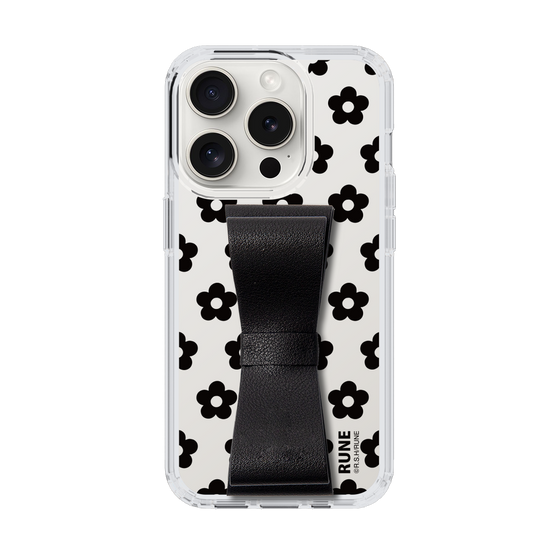 Slim Protection Case - STAND & RING RIBBON Black［ Rune Naito - RUNE Flower - Black ］