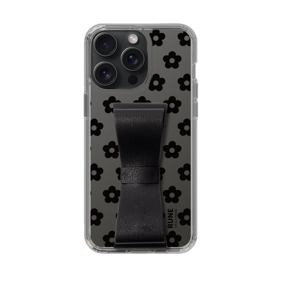 Slim Protection Case - STAND & RING RIBBON Black［ Rune Naito - RUNE Flower - Black ］