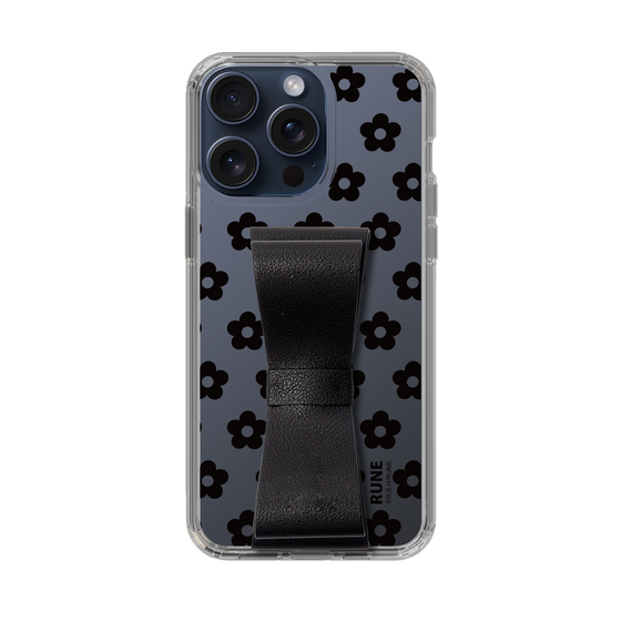 Slim Protection Case - STAND & RING RIBBON Black［ Rune Naito - RUNE Flower - Black ］