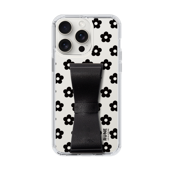 Slim Protection Case - STAND & RING RIBBON Black［ Rune Naito - RUNE Flower - Black ］