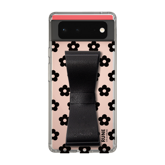 Slim Protection Case - STAND & RING RIBBON Black［ Rune Naito - RUNE Flower - Black ］