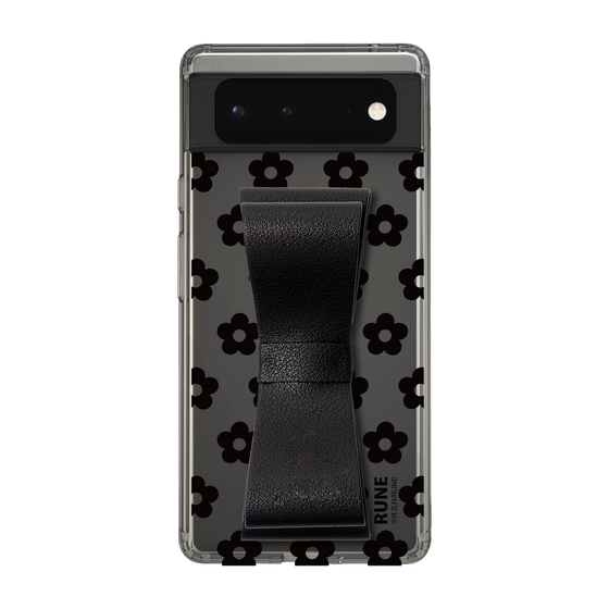 Slim Protection Case - STAND & RING RIBBON Black［ Rune Naito - RUNE Flower - Black ］