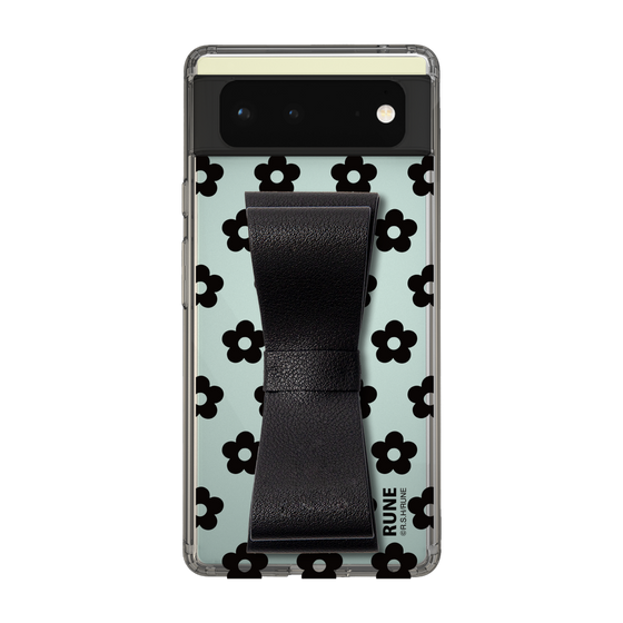 Slim Protection Case - STAND & RING RIBBON Black［ Rune Naito - RUNE Flower - Black ］