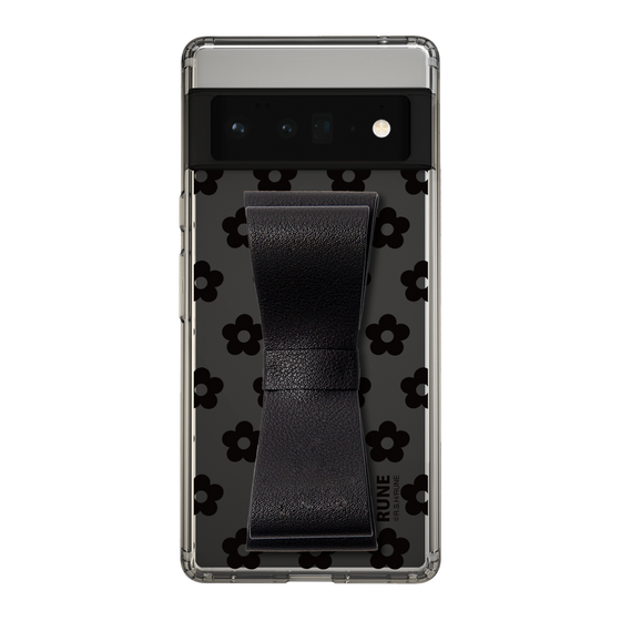 Slim Protection Case - STAND & RING RIBBON Black［ Rune Naito - RUNE Flower - Black ］