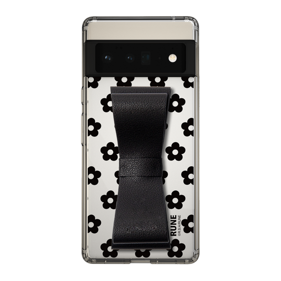Slim Protection Case - STAND & RING RIBBON Black［ Rune Naito - RUNE Flower - Black ］
