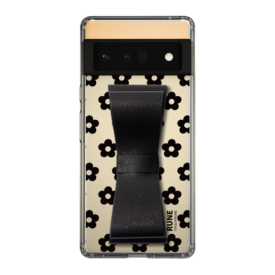 Slim Protection Case - STAND & RING RIBBON Black［ Rune Naito - RUNE Flower - Black ］