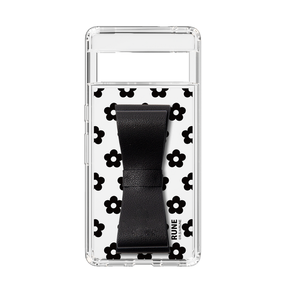 Slim Protection Case - STAND & RING RIBBON Black［ Rune Naito - RUNE Flower - Black ］