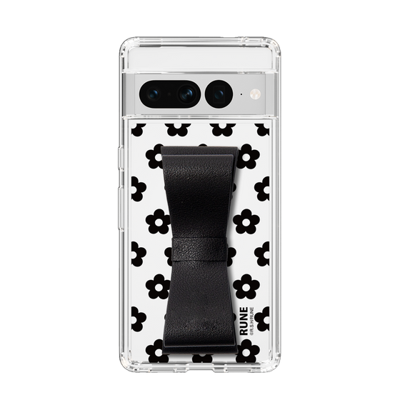 Slim Protection Case - STAND & RING RIBBON Black［ Rune Naito - RUNE Flower - Black ］