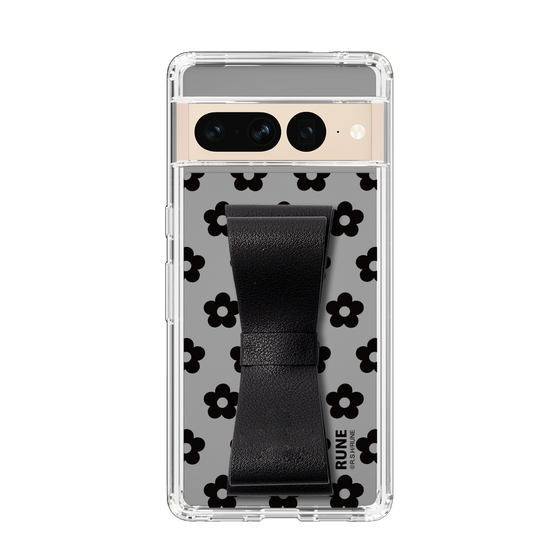 Slim Protection Case - STAND & RING RIBBON Black［ Rune Naito - RUNE Flower - Black ］
