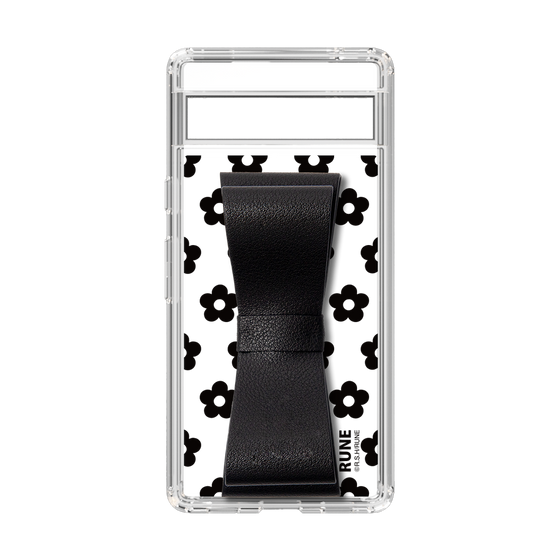 Slim Protection Case - STAND & RING RIBBON Black［ Rune Naito - RUNE Flower - Black ］