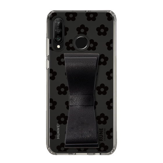 Slim Protection Case - STAND & RING RIBBON Black［ Rune Naito - RUNE Flower - Black ］