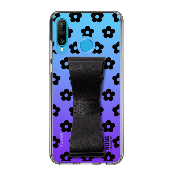 Slim Protection Case - STAND & RING RIBBON Black［ Rune Naito - RUNE Flower - Black ］