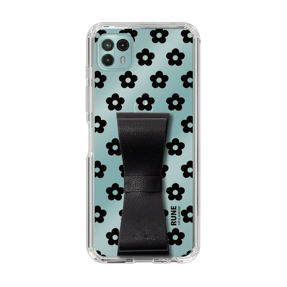 Slim Protection Case - STAND & RING RIBBON Black［ Rune Naito - RUNE Flower - Black ］