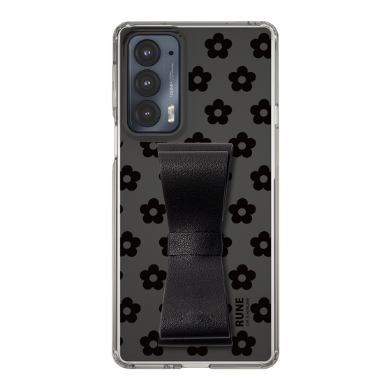 Slim Protection Case - STAND & RING RIBBON Black［ Rune Naito - RUNE Flower - Black ］