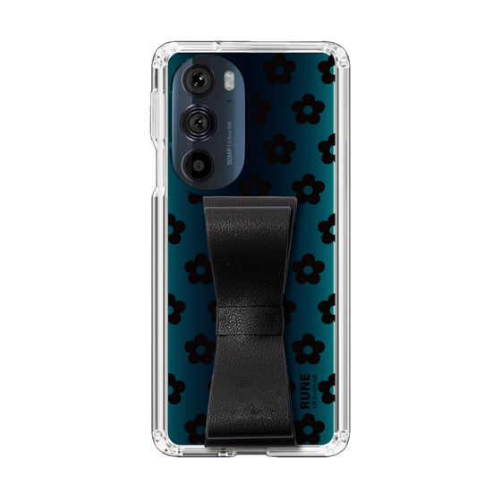 Slim Protection Case - STAND & RING RIBBON Black［ Rune Naito - RUNE Flower - Black ］