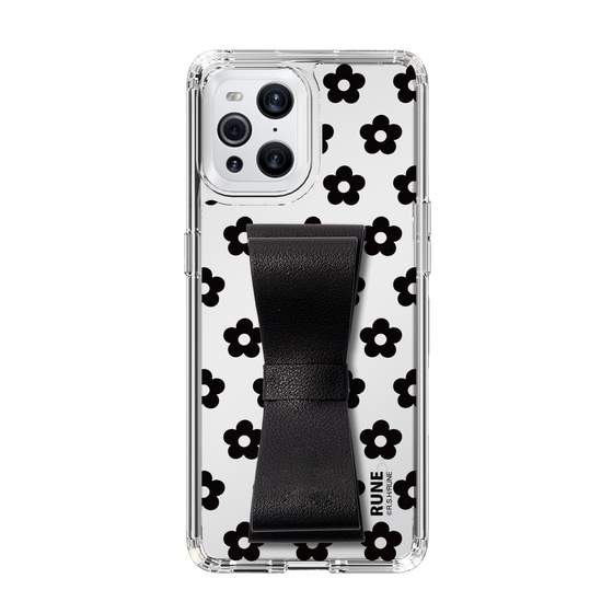 Slim Protection Case - STAND & RING RIBBON Black［ Rune Naito - RUNE Flower - Black ］
