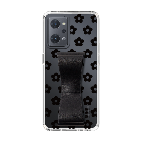 Slim Protection Case - STAND & RING RIBBON Black［ Rune Naito - RUNE Flower - Black ］