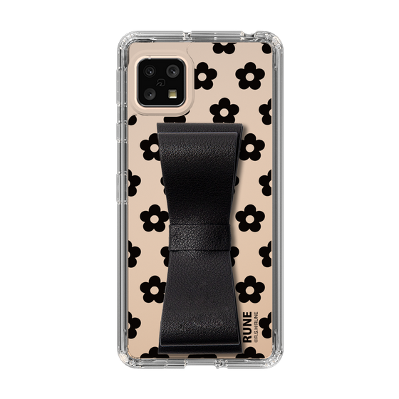 Slim Protection Case - STAND & RING RIBBON Black［ Rune Naito - RUNE Flower - Black ］