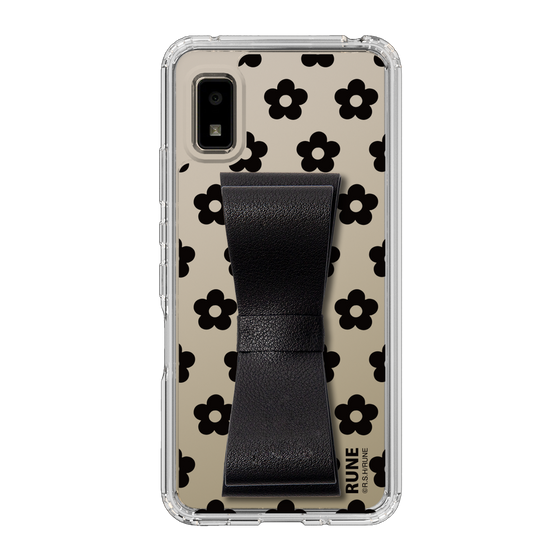 Slim Protection Case - STAND & RING RIBBON Black［ Rune Naito - RUNE Flower - Black ］
