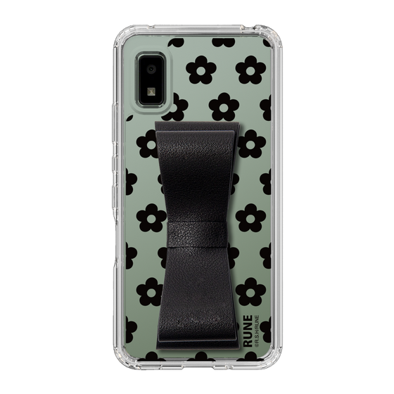 Slim Protection Case - STAND & RING RIBBON Black［ Rune Naito - RUNE Flower - Black ］