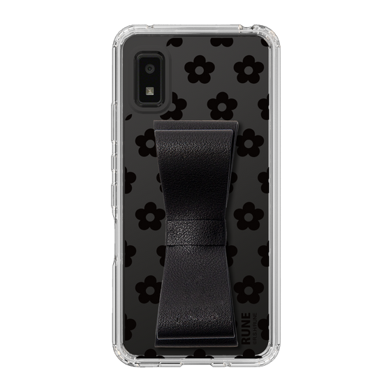 Slim Protection Case - STAND & RING RIBBON Black［ Rune Naito - RUNE Flower - Black ］