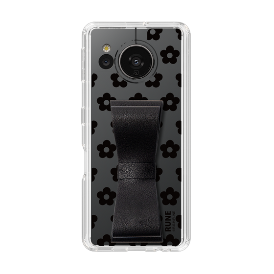 Slim Protection Case - STAND & RING RIBBON Black［ Rune Naito - RUNE Flower - Black ］